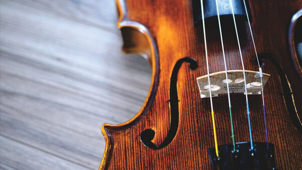 A closeup of a violin