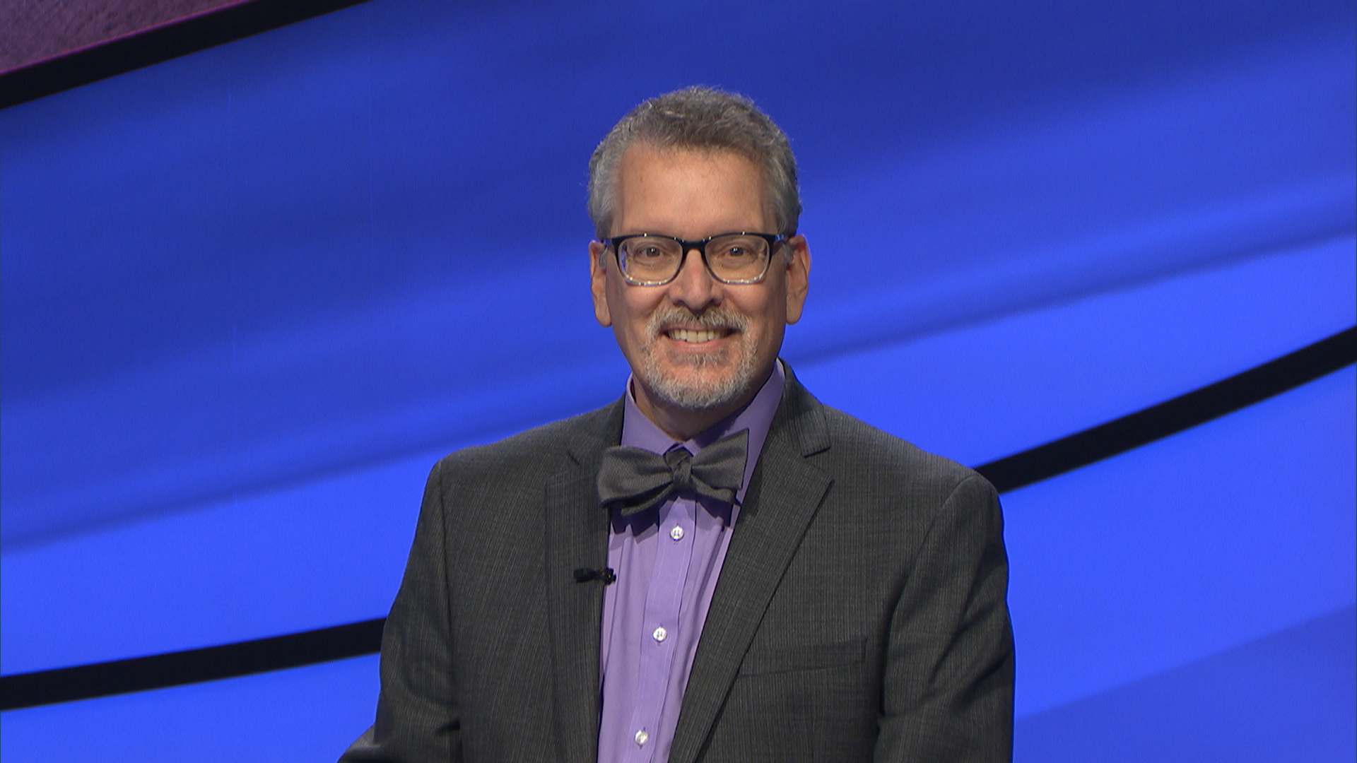 Headshot of Dr. Frederick Nelson on one of the last taped episodes of "Jeopardy!" with Alex Trebek.