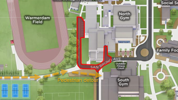 Map of Warmerdam Field, San Bruno Ave. and North Gym.