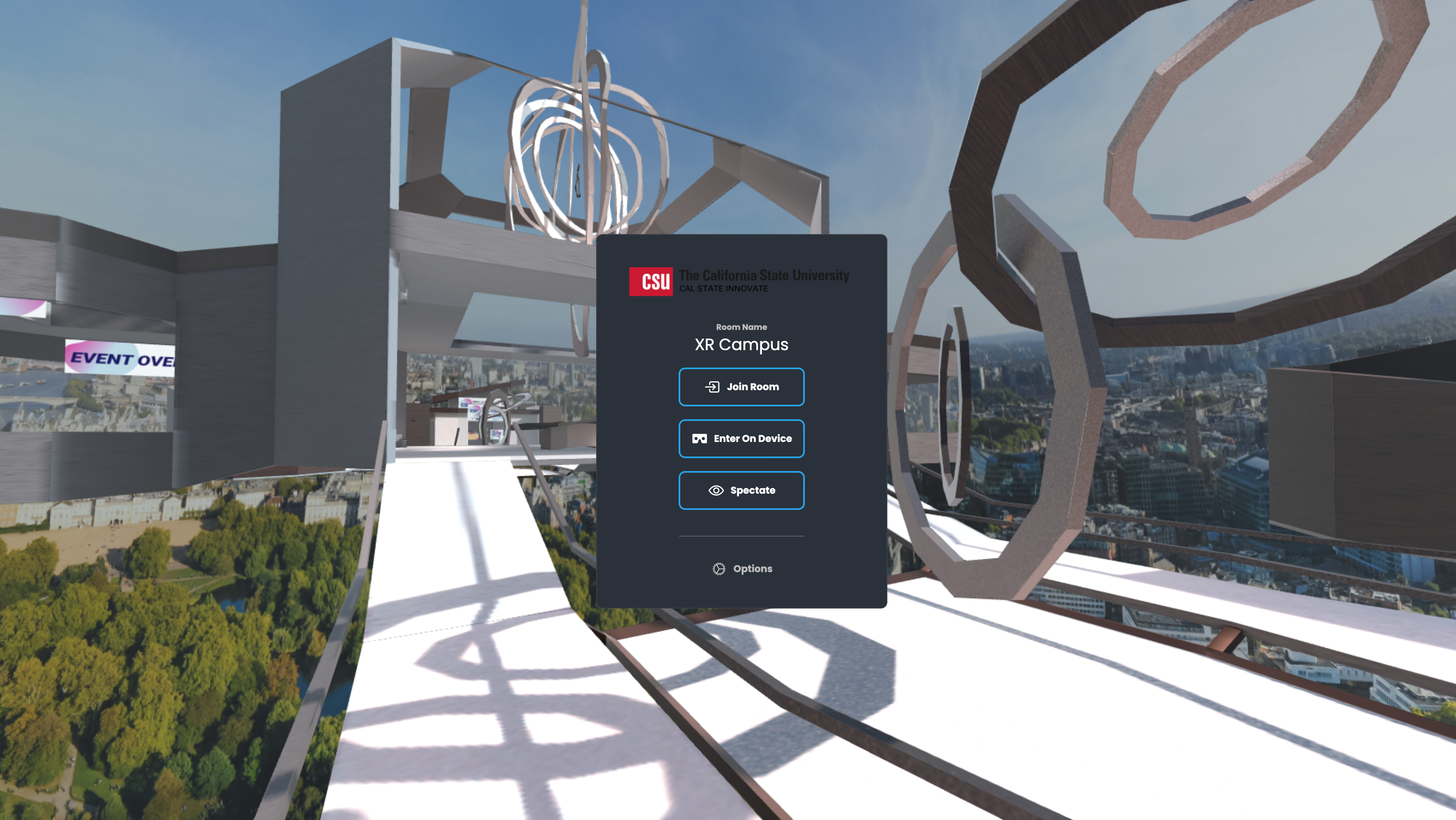 Screenshot of virtual sandbox designed to explore Extended Reality (XR) environments.