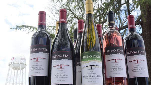 Bottles of Fresno State wine