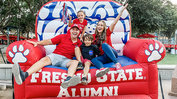 Lauren and her family at Fresno Sate Alumni tailgate at Football game