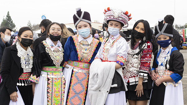Fresno State students in Hmong clothing