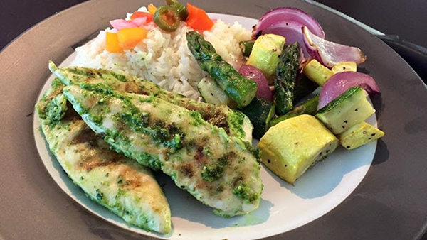 Pesto chicken dish made by Dr. Lorin Lachs
