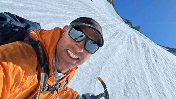 Ryan Soares, lecturer in the Department of Recreation Administration, skiing.