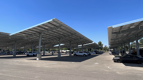 Parking lot P5 is open after solar panels were installed.