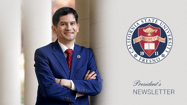 Portrait of President Saúl Jiménez-Sandoval with the university seal and text that reads President's Newsletter.