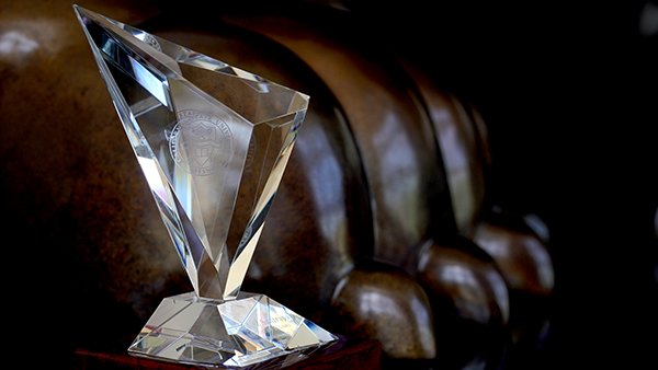 Honorary doctorate glass award.