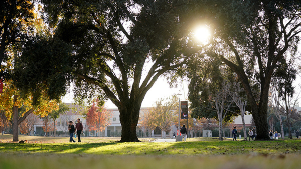 Photo of the Fresno State Campus music building.