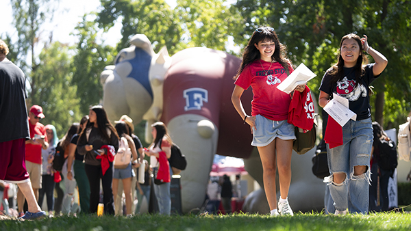 Students walking on campus