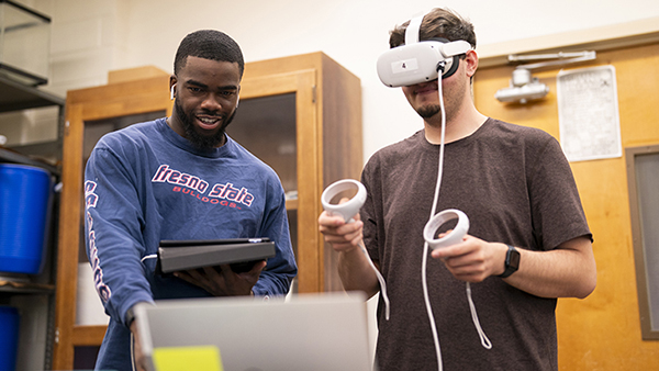 Students use VR technology during class.