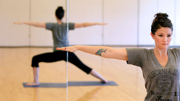 Student doing yoga