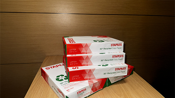 Paper reams sitting on a table