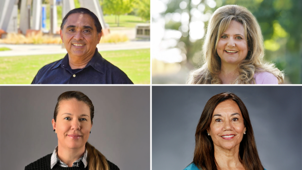 College of Health and Human Services deans, Drs. Miguel Perez (interim associate dean) and Kara Zografos (dean); in addition to public health faculty, Drs. Tanisha Garcia, Mary Garza