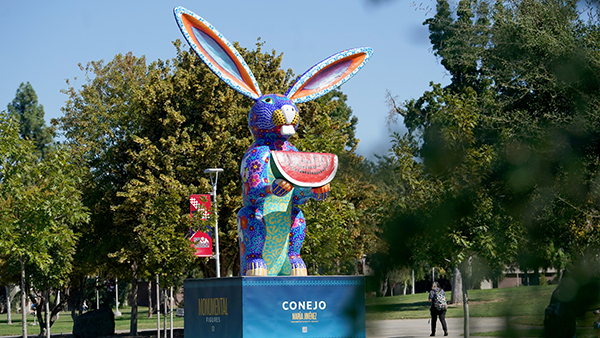 Rabbit animal sculptures celebrating the vibrant traditions of Oaxaca and Central Mexico in Maple Mall