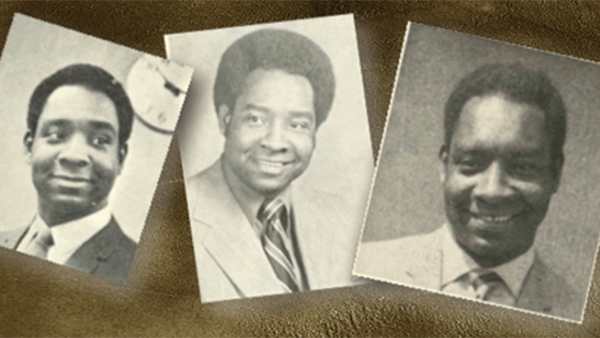 Three black and white photos of Dr. James "Jim" Aldredge.