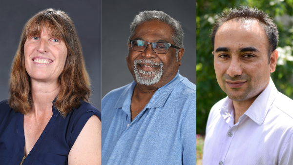 Photos of Dr. Florence Cassel Sharma, Dr. Dave Goorahoo and Dr. Ranjit Riar