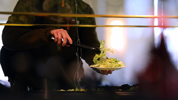 Student at the salad bar in the University Dining Hall