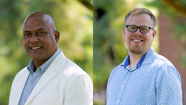 Photo with two portraits: Akhil Kanodia, left, and Dr. Joel Slade, right.