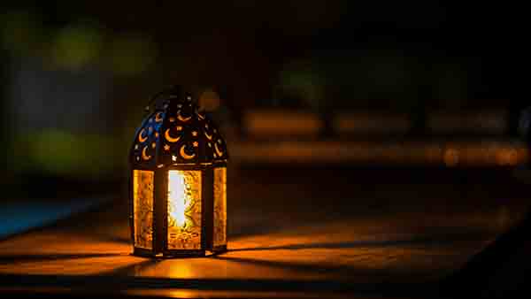 Lantern lit at night