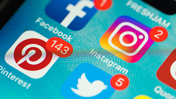 Social media apps on a phone screen