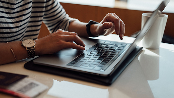Woman working on a laptop