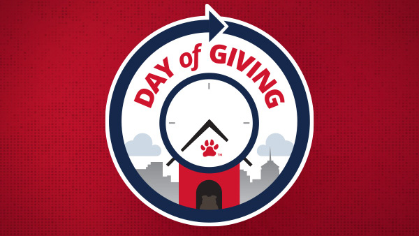 Day of Giving log on red background.
