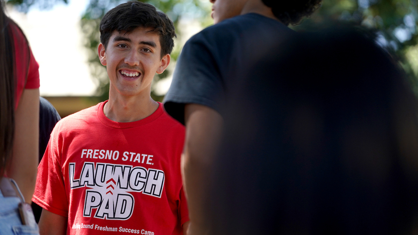 Student at Fresno State LaunchPad event