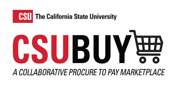 CSU Buy logo with shopping cart and slogan under CSUBuy " A Collaborative Procure To Pay Marketplace"