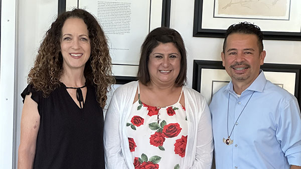 Kathy Dunbar,  left, Belinda Munoz, host, and Louie Galvez.