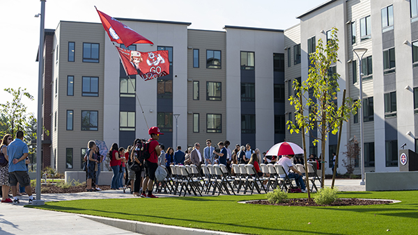 New affordable student housing on ribbon-cutting day.