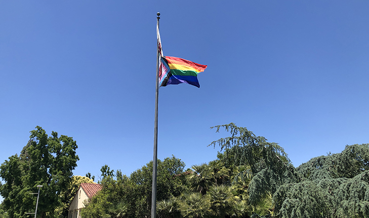 The progress pride flag at Fresno State.