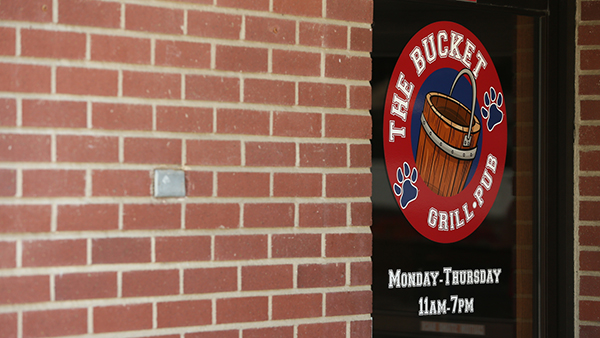 The Bucket Grill and Pub sign
